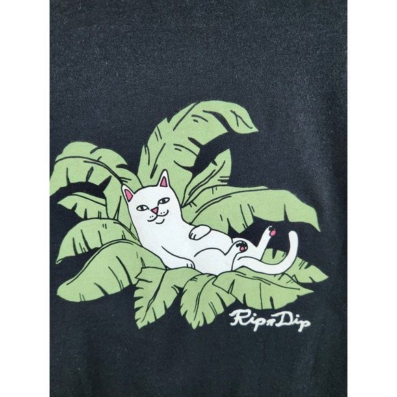RIPNDIP Black Pocket T Shirt Cat Palm Tree Graphic Tee Medium - Picture 4 of 12